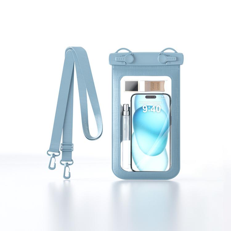 Cell Phone Waterproof Bag IPX8 30m Waterproof Touch Screen Phone Case Sports Outdoor Waterproof Bag, Color: Without Armband  -  Gray Blue