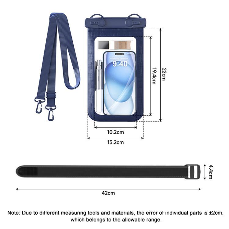 Cell Phone Waterproof Bag IPX8 30m Waterproof Touch Screen Phone Case Sports Outdoor Waterproof Bag, Color: With Armband  -  Gray Blue