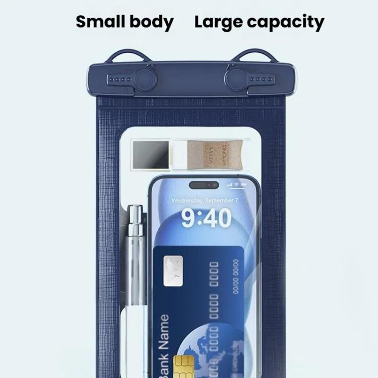Cell Phone Waterproof Bag IPX8 30m Waterproof Touch Screen Phone Case Sports Outdoor Waterproof Bag, Color: Without Armband  -  Navy Blue