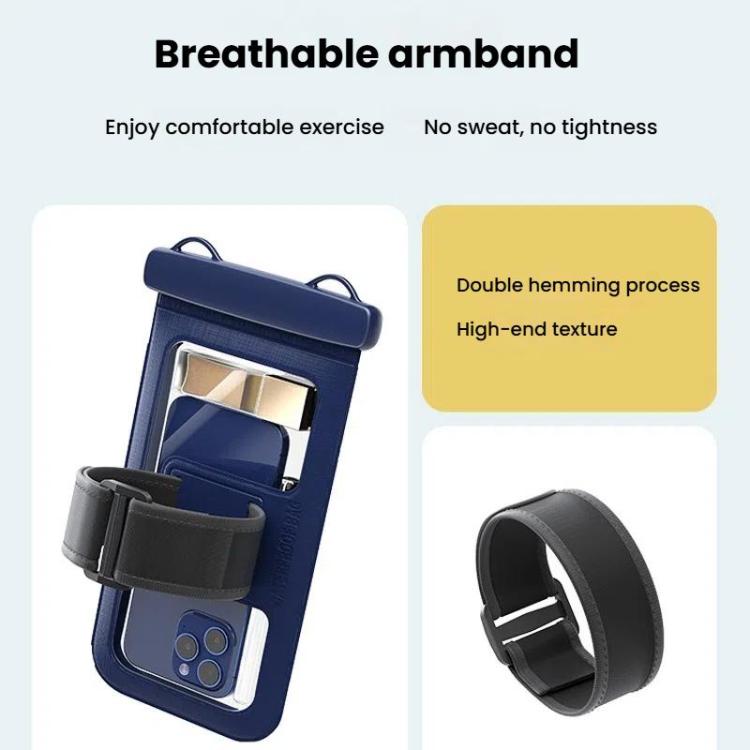 Cell Phone Waterproof Bag IPX8 30m Waterproof Touch Screen Phone Case Sports Outdoor Waterproof Bag, Color: With Armband  -  White