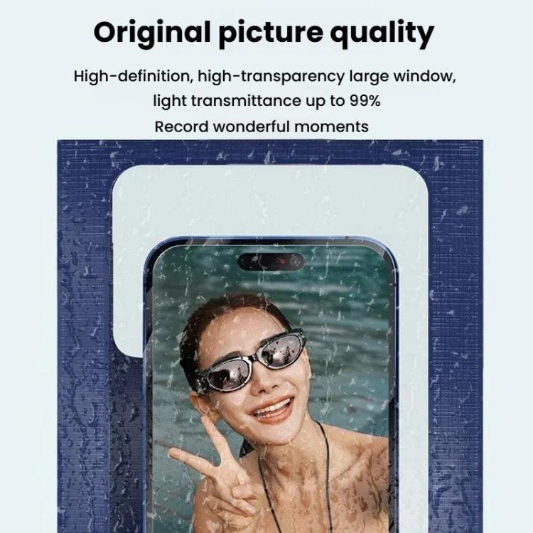 Cell Phone Waterproof Bag IPX8 30m Waterproof Touch Screen Phone Case Sports Outdoor Waterproof Bag, Color: With Armband  -  Navy Blue