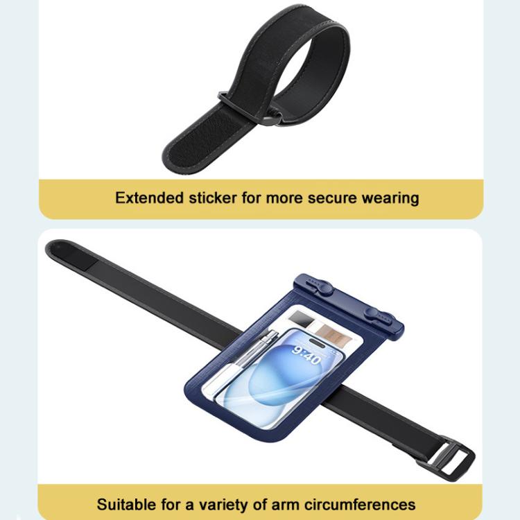 Cell Phone Waterproof Bag IPX8 30m Waterproof Touch Screen Phone Case Sports Outdoor Waterproof Bag, Color: Without Armband  -  Navy Blue