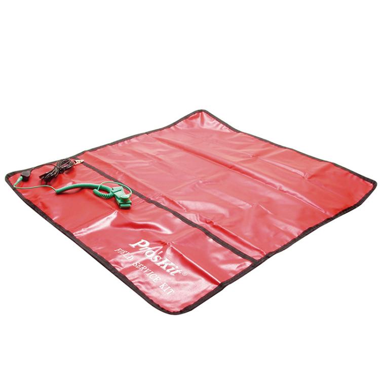 ProsKit 8PK-AS07-1 26x24 Inch ESD Anti-Static Work Mat with 2m Wrist Strap & 3m Grounding Cord - Red