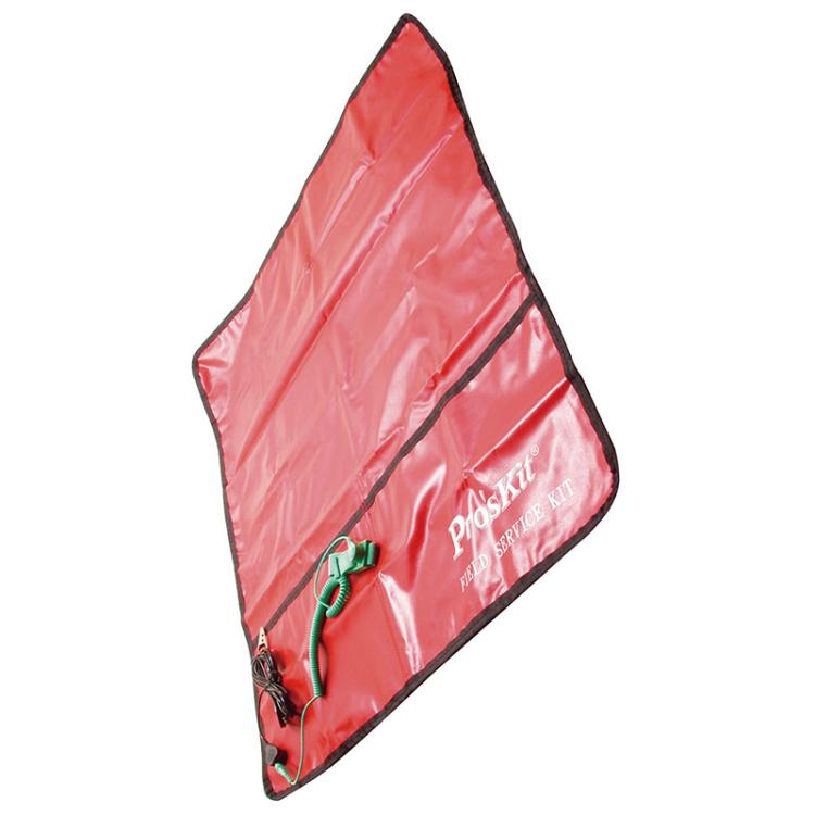 ProsKit 8PK-AS07-1 26x24 Inch ESD Anti-Static Work Mat with 2m Wrist Strap & 3m Grounding Cord - Red