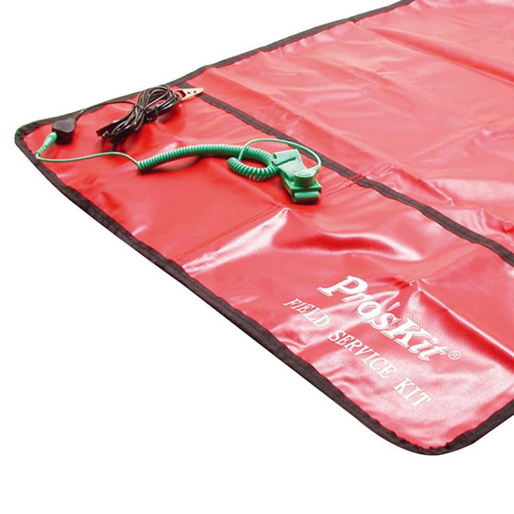 ProsKit 8PK-AS07-1 26x24 Inch ESD Anti-Static Work Mat with 2m Wrist Strap & 3m Grounding Cord - Red
