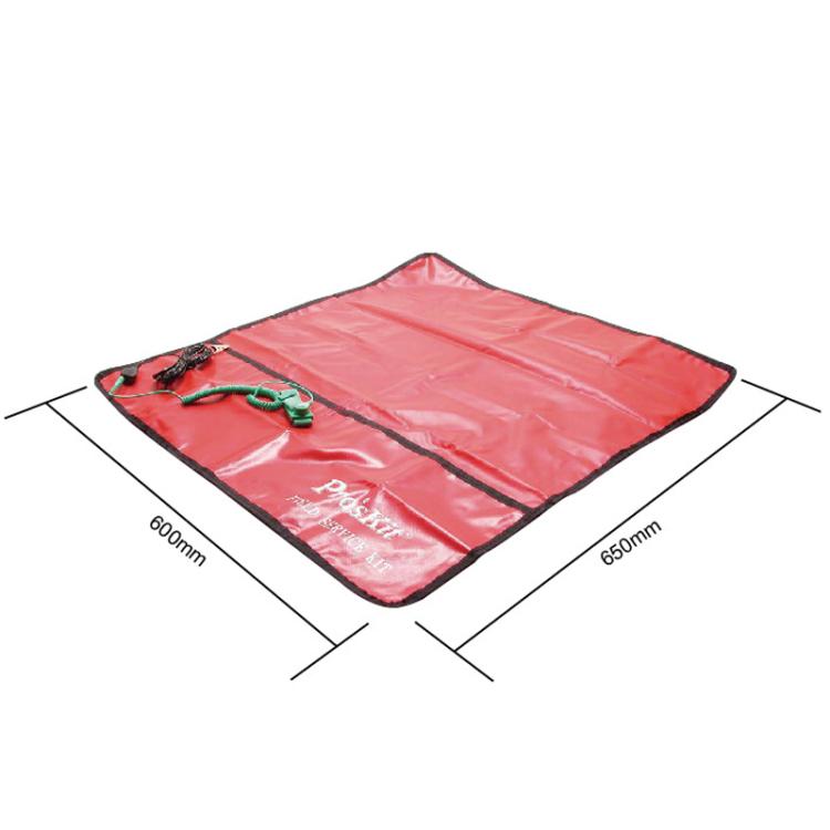 ProsKit 8PK-AS07-1 26x24 Inch ESD Anti-Static Work Mat with 2m Wrist Strap & 3m Grounding Cord - Red
