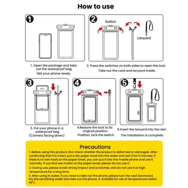 TPU Dual Airbag Floating Mobile Phone Waterproof Bag Anti-sinking Diving Swimming Phone Waterproof Pouch