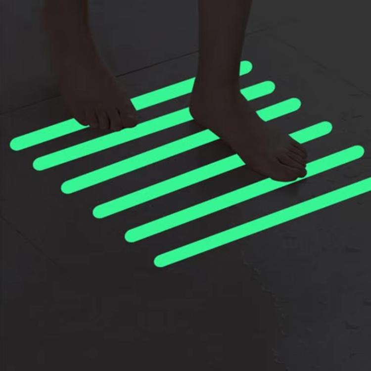 12pcs /Pack PEVA Self-Adhesive Glow-in-the-Dark Anti-Slip Stickers for Bathroom, Stairs, Floor Strip 2x20cm