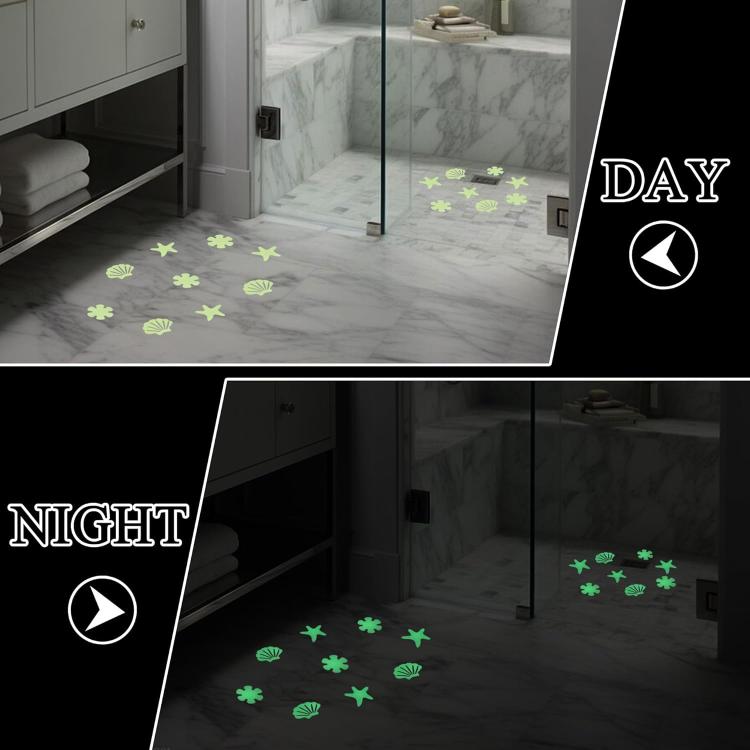 12pcs /Pack PEVA Self-Adhesive Glow-in-the-Dark Anti-Slip Stickers for Bathroom, Stairs, Floor Flower 8cm
