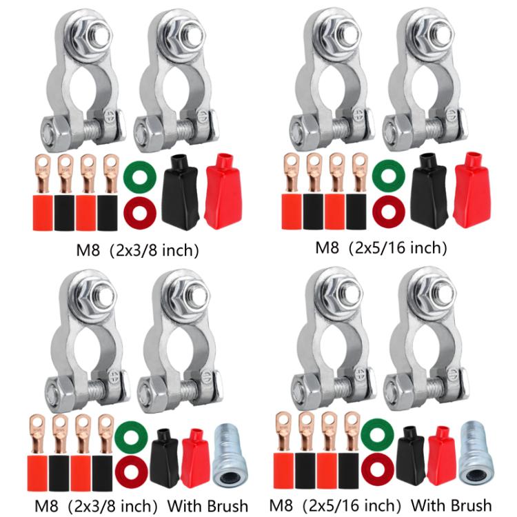 M8 RV Yacht Battery Zinc Alloy Battery Terminal Wiring Clip, Specification: 2x5/16 inch With Brush