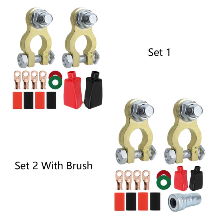 M10 RV Yacht Battery Zinc Alloy Battery Terminal Wiring Clip, Specifications: Set 2 With Brush