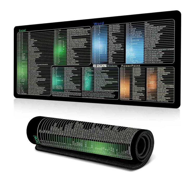 Keyboard Shortcut Desk Mat Mouse Pad Non-Slip Office Desk Pad With Computer Commands 400x800x3mm