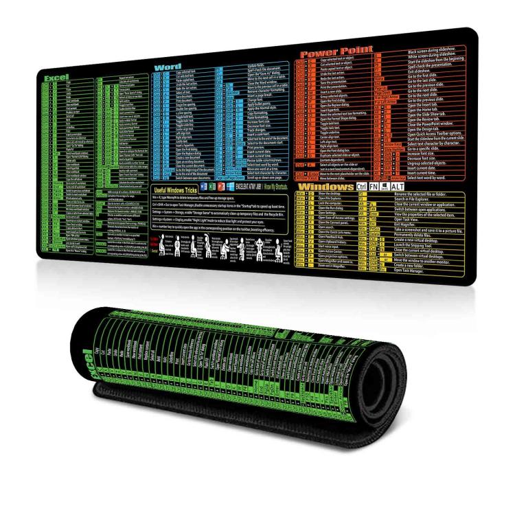 Keyboard Shortcut Desk Mat Mouse Pad Non-Slip Office Desk Pad With Computer Commands 400x800x3mm
