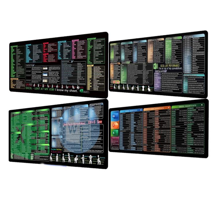 Keyboard Shortcut Desk Mat Mouse Pad Non-Slip Office Desk Pad With Computer Commands 300x800x2mm