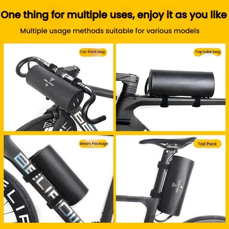 BELIROW LT-1628 Bicycle Cylinder Head Bag Waterproof Top Tube Bag - Black