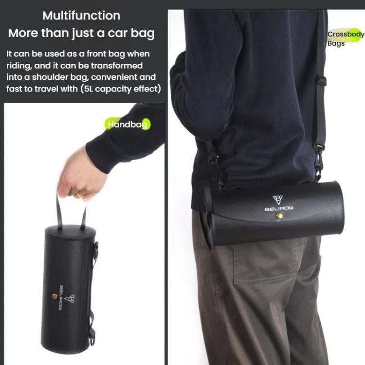 BELIROW LT-1628 Bicycle Cylinder Head Bag Waterproof Top Tube Bag - Black