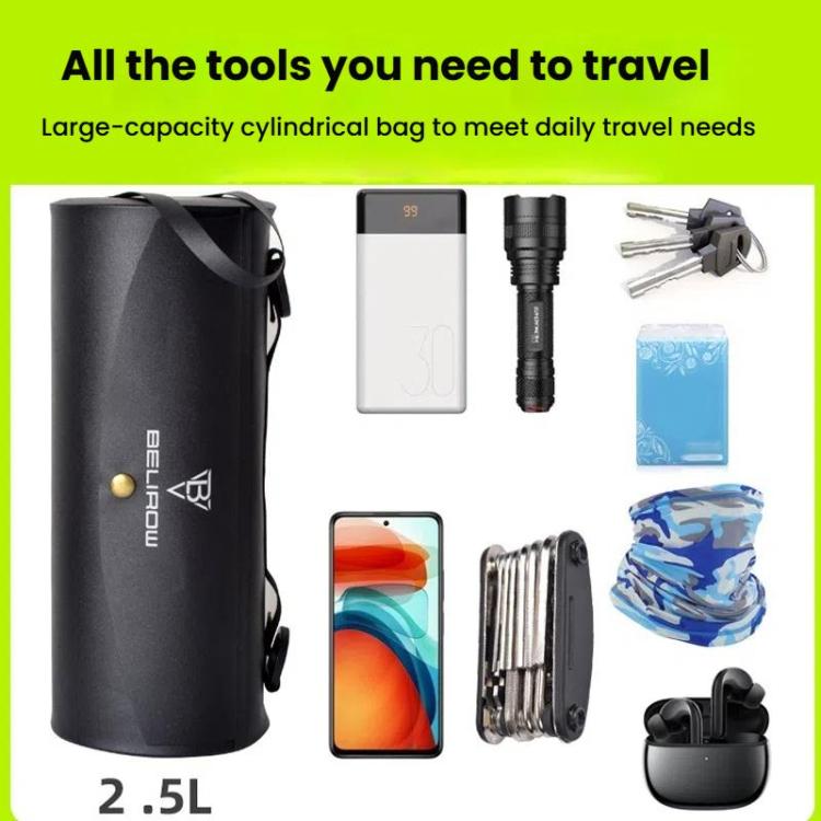BELIROW LT-1628 Bicycle Cylinder Head Bag Waterproof Top Tube Bag - Black