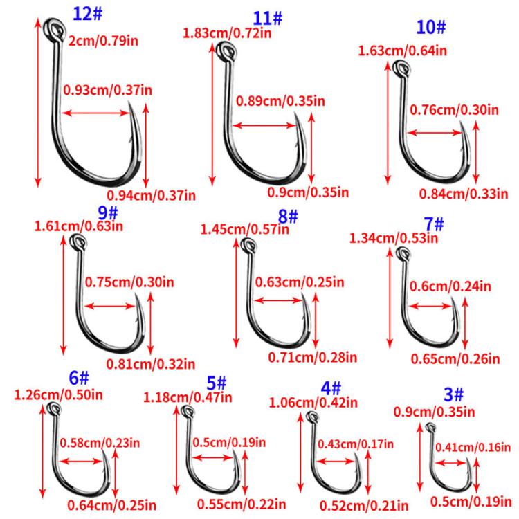 500pcs / Box HENGJIA FH032 3-12# Outdoor Fishing Single Hook With Ring