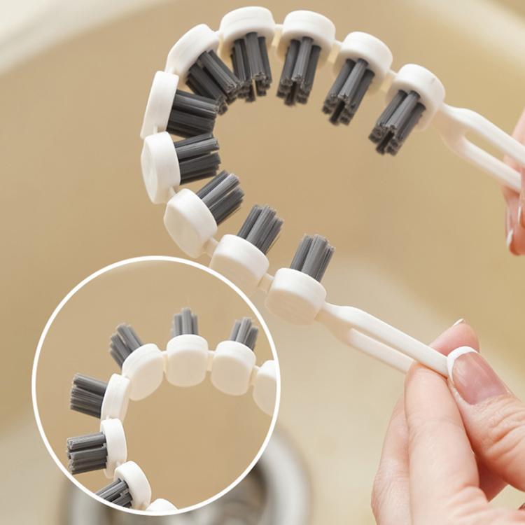 2pcs Bendable Multifunctional Crevice Brush Bathroom Faucet Brush Kitchen Cleaning Brush - White