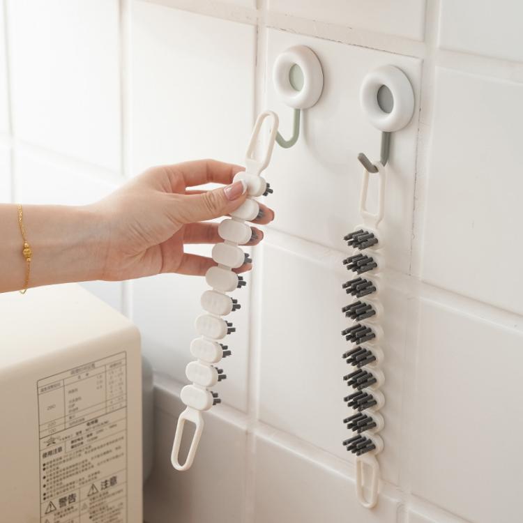 2pcs Bendable Multifunctional Crevice Brush Bathroom Faucet Brush Kitchen Cleaning Brush - White