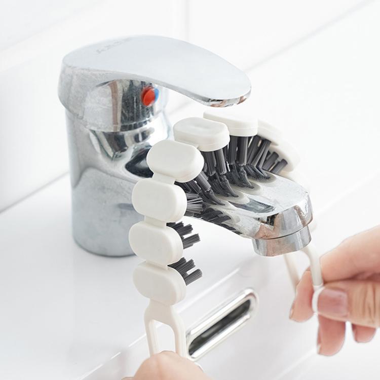 2pcs Bendable Multifunctional Crevice Brush Bathroom Faucet Brush Kitchen Cleaning Brush - White