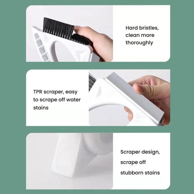 3-in-1 Window Cleaning Tool Multifunctional Gap Brush Household Glass Wiper - White