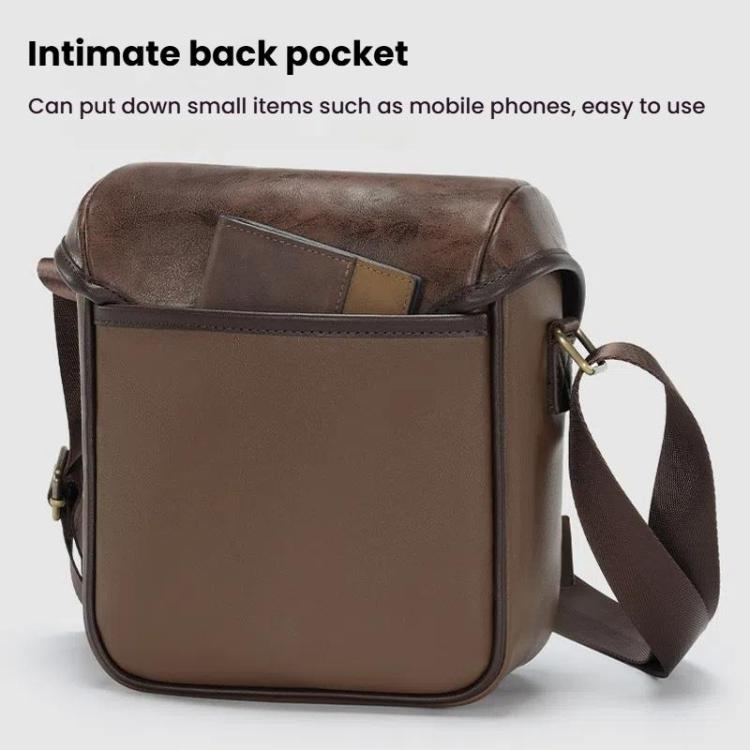 Cwatcun D185 Medium Shoulder Leisure Camera Bag Vintage PU Waterproof Micro SLR Camera Storage Bag - Brown