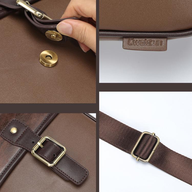 Cwatcun D185 Medium Shoulder Leisure Camera Bag Vintage PU Waterproof Micro SLR Camera Storage Bag - Brown