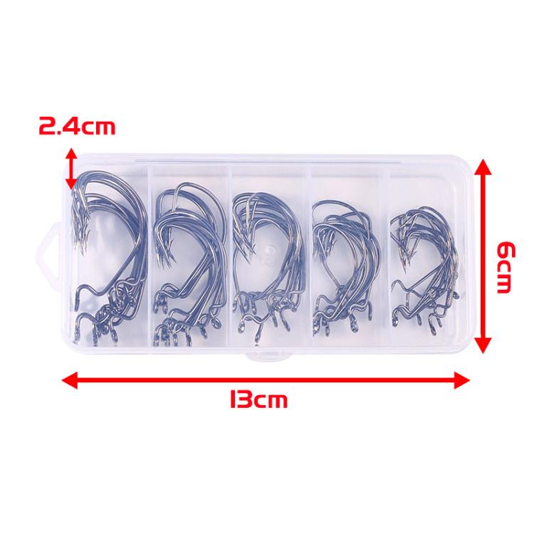 HENGJIA FH013 50pcs / Box Outdoor Fishing Cranked Stripers Hook Set, Color: Black