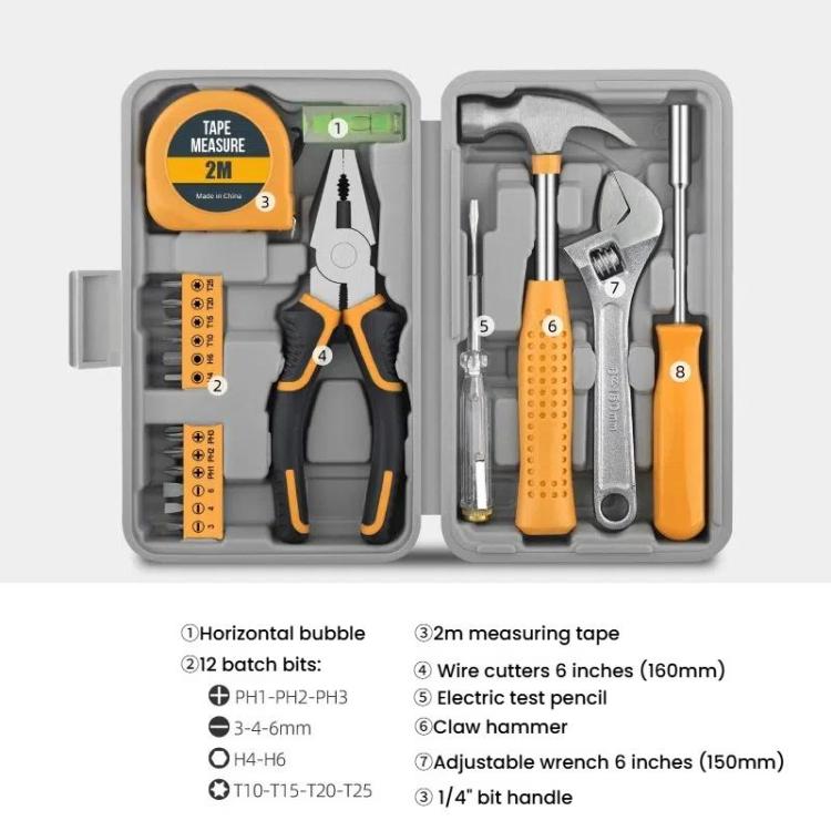 Multifunctional Home Hardware Tools Repair Hand Toolbox Combination Set, Style: 19pcs /Set Upgrade Yellow