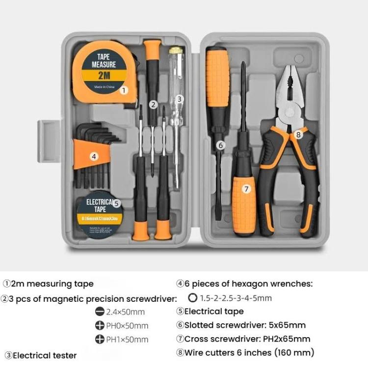 Multifunctional Home Hardware Tools Repair Hand Toolbox Combination Set, Style: 15pcs /Set Pink