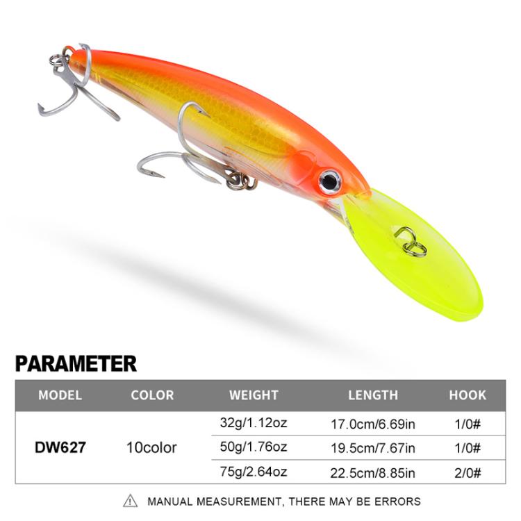PROBEROS DW627 Long-Distance Casting Large Minnow Lure Fishing Bionic Bait, Style: E