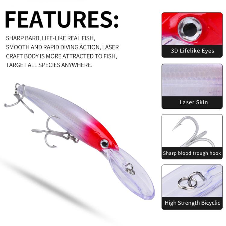 PROBEROS DW627 Long-Distance Casting Large Minnow Lure Fishing Bionic Bait, Style: C