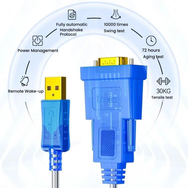 DTECH  DT-5011 USB 2.0 to RS232 Serial Adapter Cable, FT232 & ZT213 Dual-Chip with LED Indicator, Length: 0.5m