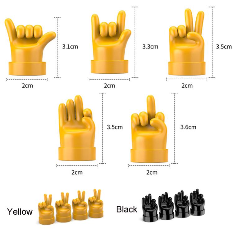 4pcs /Set Car Gesture Valve Tire Decorative Rubber Cap, Color: Black OK