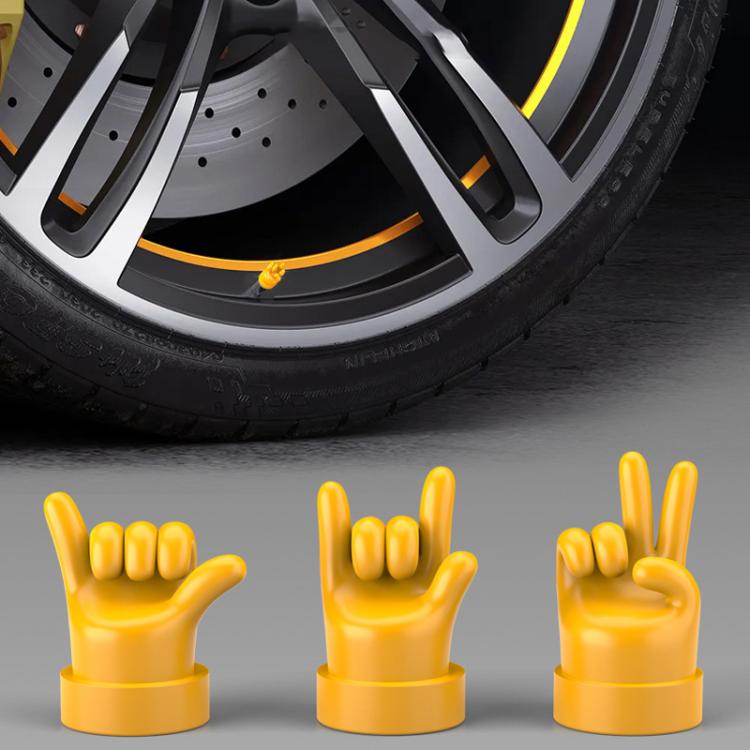 4pcs /Set Car Gesture Valve Tire Decorative Rubber Cap, Color: Yellow OK