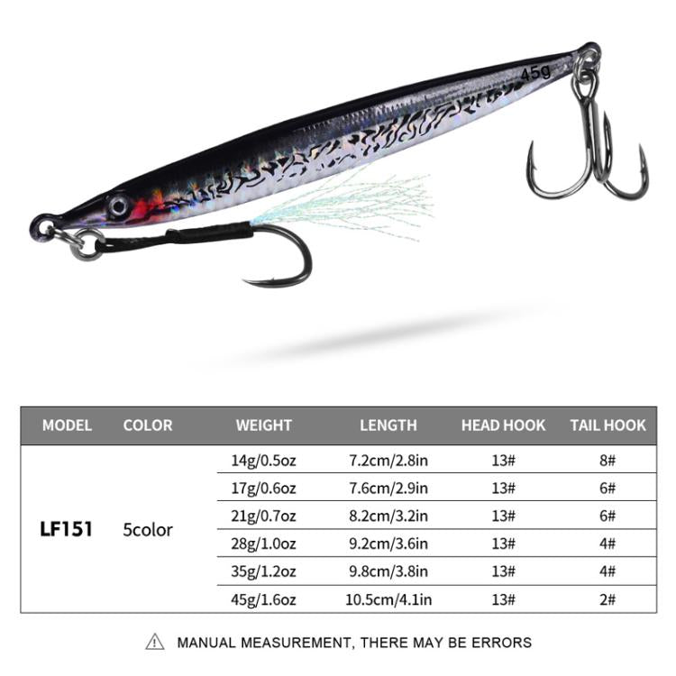17G PROBEROS LF151 Long-Distance Casting Sinking Lure 3D Fast-Draw Sea Fishing Mackerel Hook