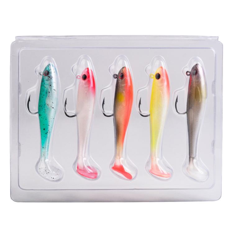PROBEROS DW6092N12A 5pcs / Set T-Tail Lua False Bait Single Hook Full Swimming Submerged Imitation Soft Lure