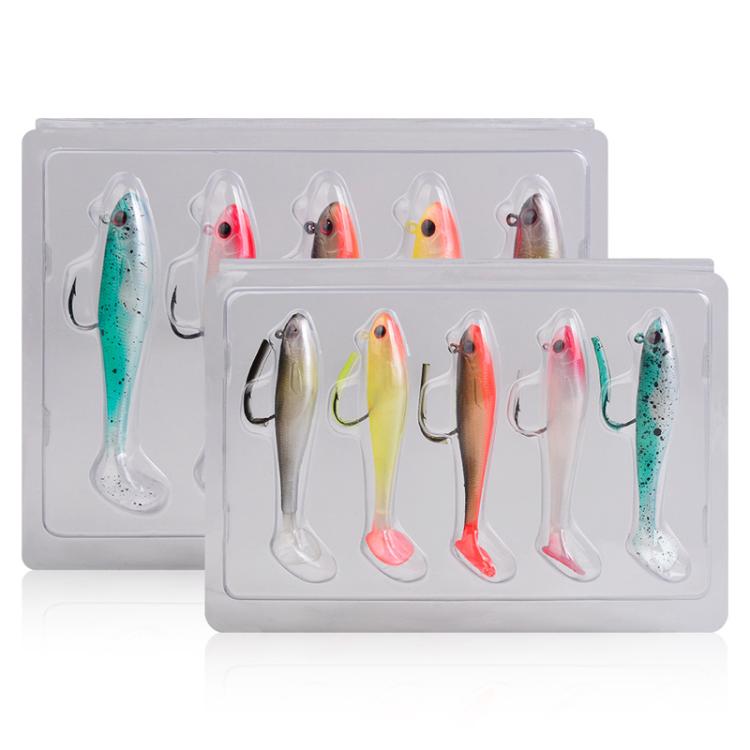 PROBEROS DW6092N12B 5pcs / Set T-Tail Lua False Bait Single Hook Full Swimming Submerged Imitation Soft Lure
