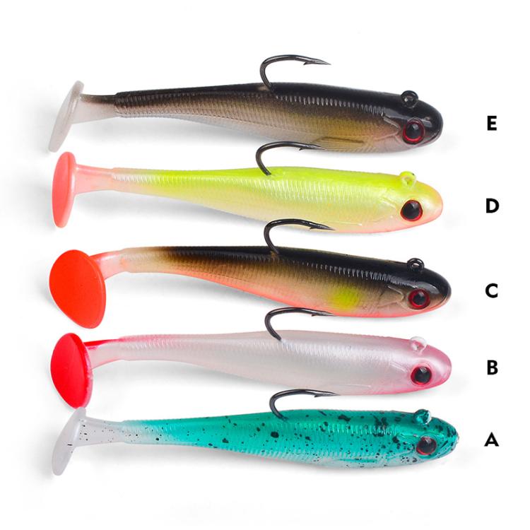 PROBEROS DW6092N12B 5pcs / Set T-Tail Lua False Bait Single Hook Full Swimming Submerged Imitation Soft Lure