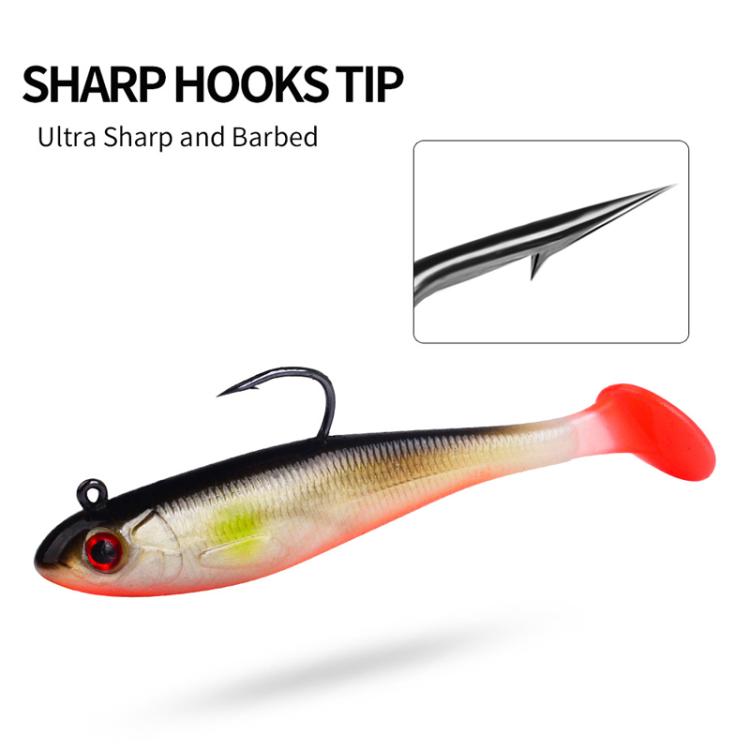 PROBEROS DW6092N12B 5pcs / Set T-Tail Lua False Bait Single Hook Full Swimming Submerged Imitation Soft Lure