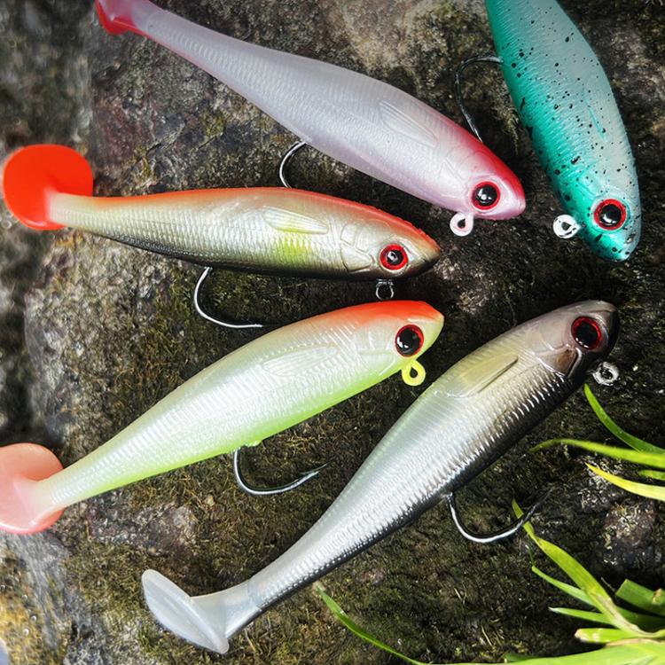 PROBEROS DW6092N12B 5pcs / Set T-Tail Lua False Bait Single Hook Full Swimming Submerged Imitation Soft Lure