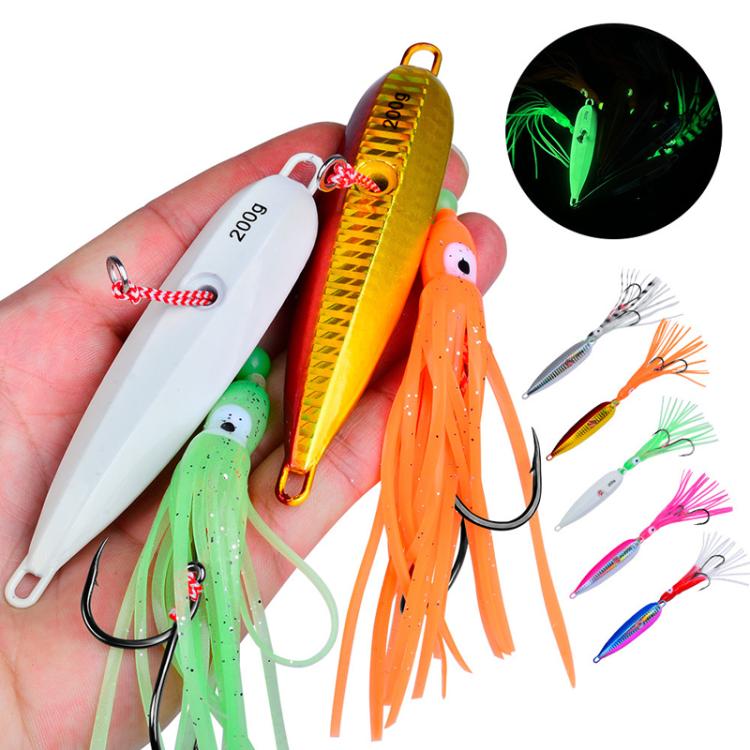 80G PROBEROS LF159 Luminous Bearded Squid Hook Slow Cranking Road Runner Iron Plate Bionic False Bait