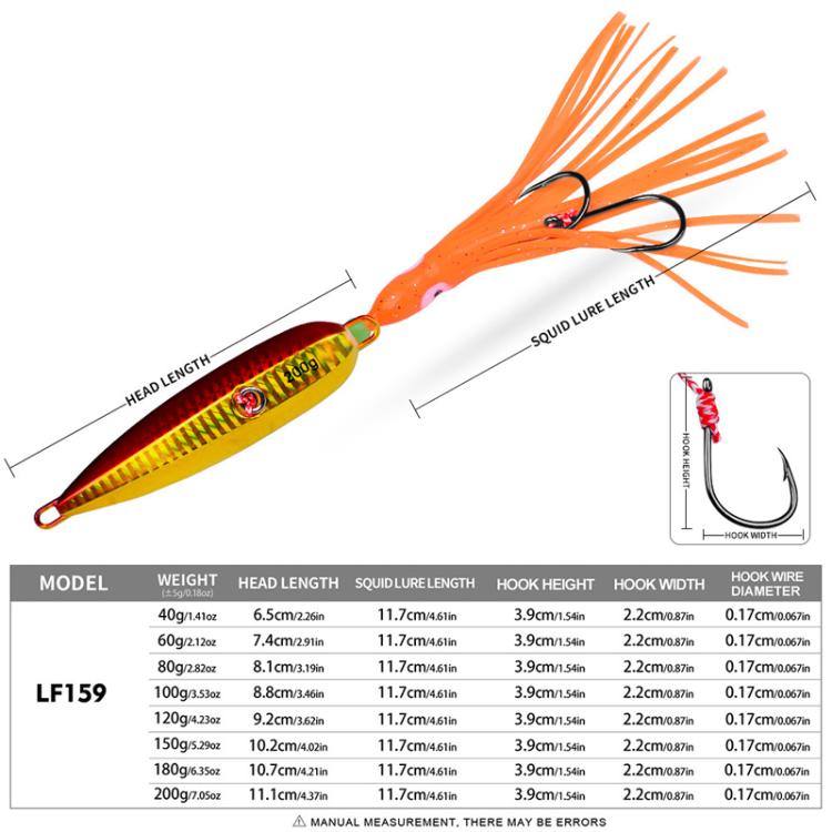 180G PROBEROS LF159 Luminous Bearded Squid Hook Slow Cranking Road Runner Iron Plate Bionic False Bait