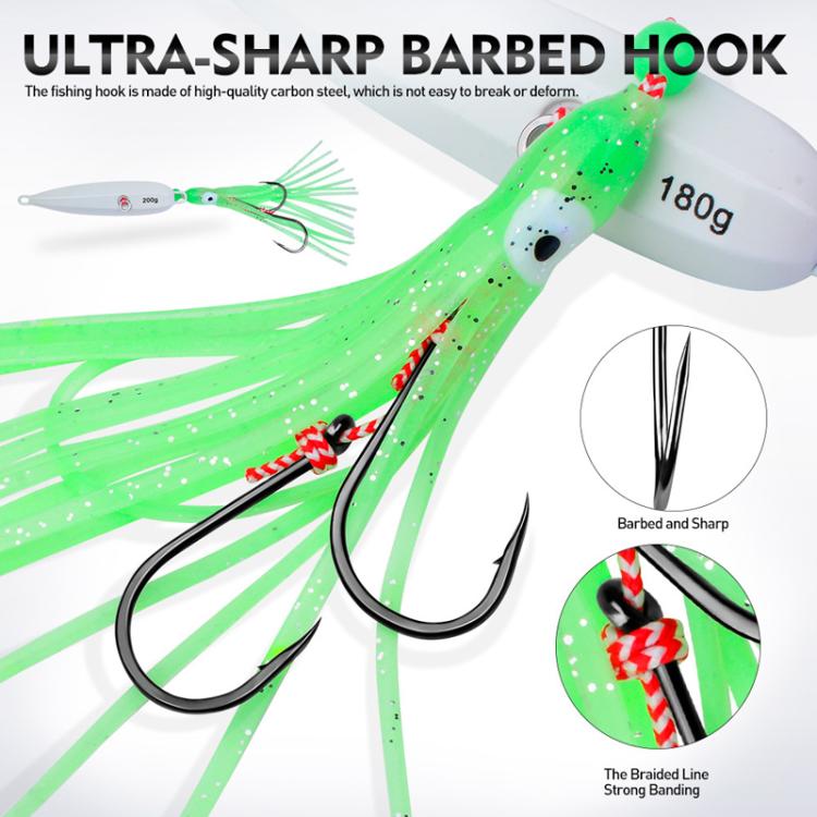 120G PROBEROS LF159 Luminous Bearded Squid Hook Slow Cranking Road Runner Iron Plate Bionic False Bait