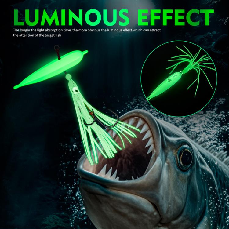 120G PROBEROS LF159 Luminous Bearded Squid Hook Slow Cranking Road Runner Iron Plate Bionic False Bait