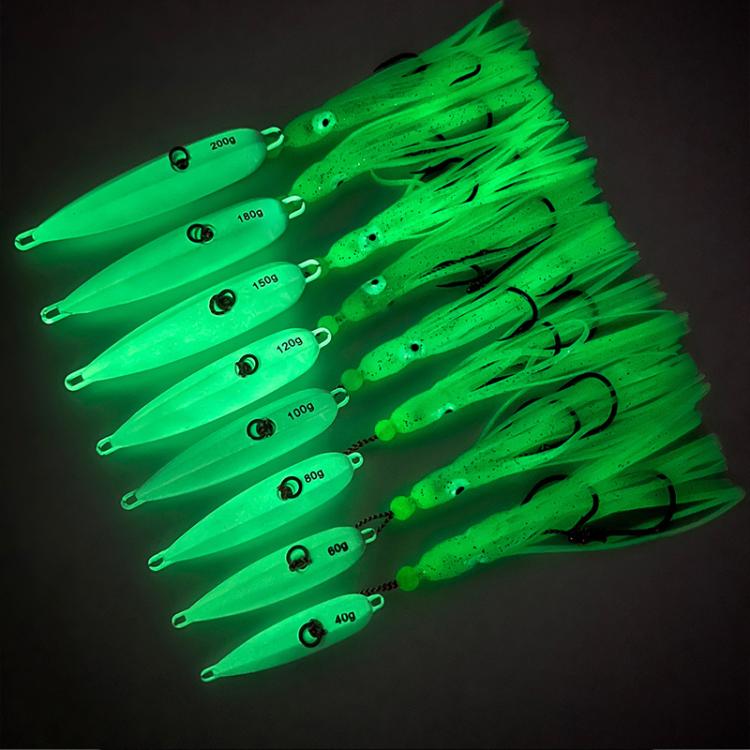 120G PROBEROS LF159 Luminous Bearded Squid Hook Slow Cranking Road Runner Iron Plate Bionic False Bait