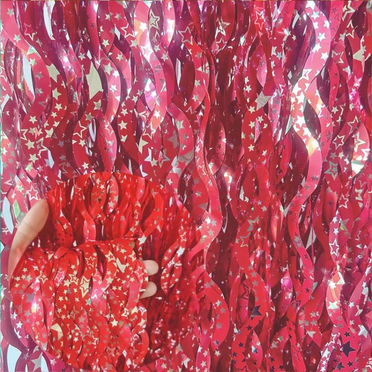 2Packs 1x2m Wave Foil Fringe Curtain Party Anniversary Birthday Background Decoration Venue Props