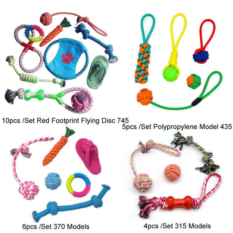 Pet Knot Chewing Toy Combination Set, Specifications: 10pcs /Set Red Footprint Flying Disc 745
