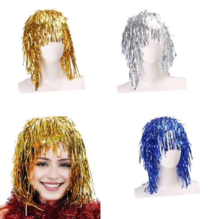 3pcs Cosplay Disco Wigs Foil Tinsel Shiny Party Hats Funny Atmosphere Festive Decoration Performance Props